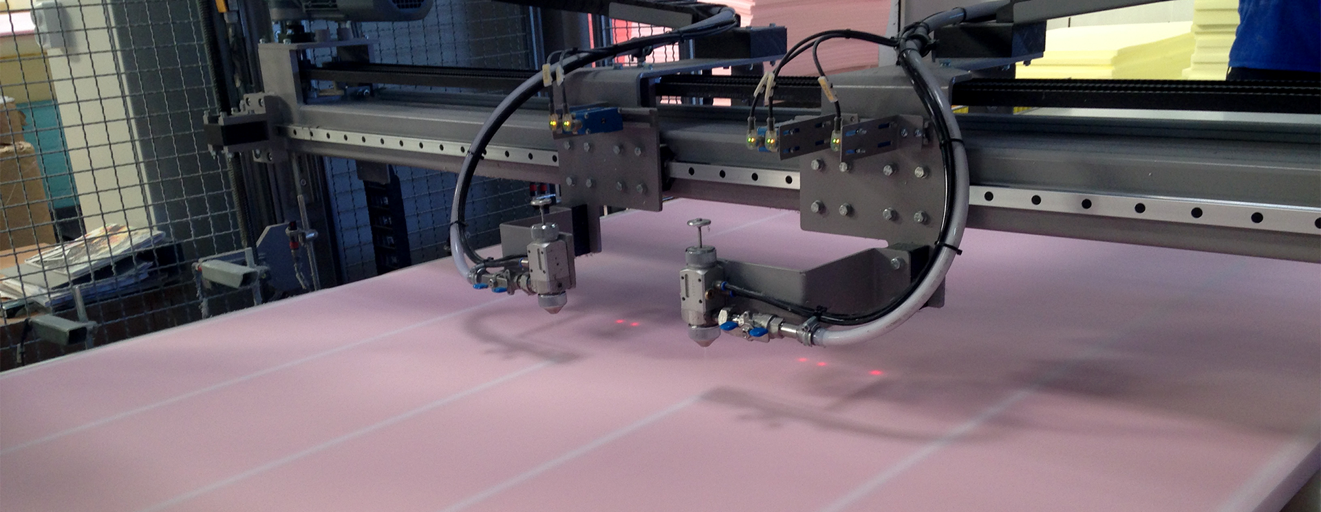 A high-precision foam cutting machine used in manufacturing processes