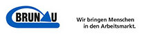 Logo von Brunau mit dem Slogan „Wir bringen Menschen in den Arbeitsmarkt“.