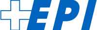 Logo der Organisation „+EPI“ mit einem blauen Pluszeichen und dem blauen Schriftzug „EPI“.