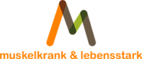 Logo der Muskelgesellschaft & Lebensqualität mit einem stilisierten 'M' in Orange und Braun.