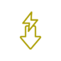 Icon mit einem Blitz und einem nach unten zeigenden Pfeil.