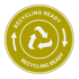 Badge showing that the product is recycling ready.