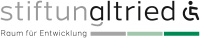 Logo der Stiftung Altried mit dem Schriftzug „stiftung altried“, einem Rollstuhlsymbol auf der rechten Seite und farbigen Balken in Grau und Grün darunter.